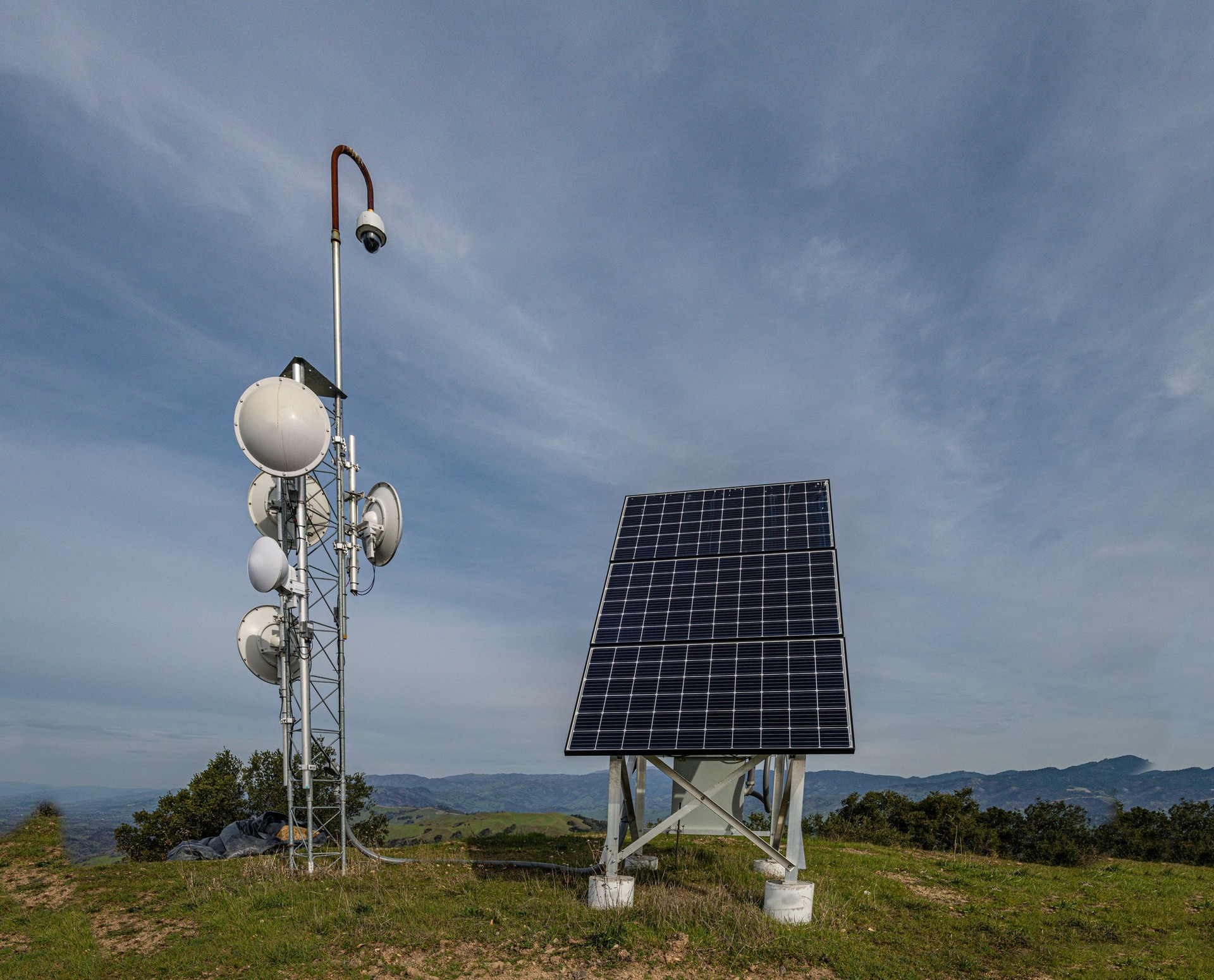 Weather station with a solar panel  at Pepperwood Preserve; Santa Rosa;  Sonoma County, California